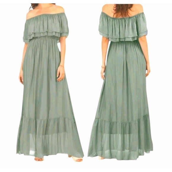 Scandal Italy Silk Maxi Dress New Laurie Sage Green Whimsical Boho Ethereal $178 - Picture 1 of 8